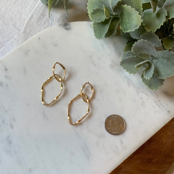 The Bess - Twisted Brushed Gold Drop Earrings - Picture 5 of 5